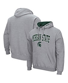 Men's Heathered Gray Michigan State Spartans Arch and Logo 3.0 Pullover Hoodie