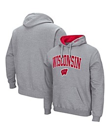 Men's Heathered Gray Wisconsin Badgers Arch and Logo 3.0 Pullover Hoodie