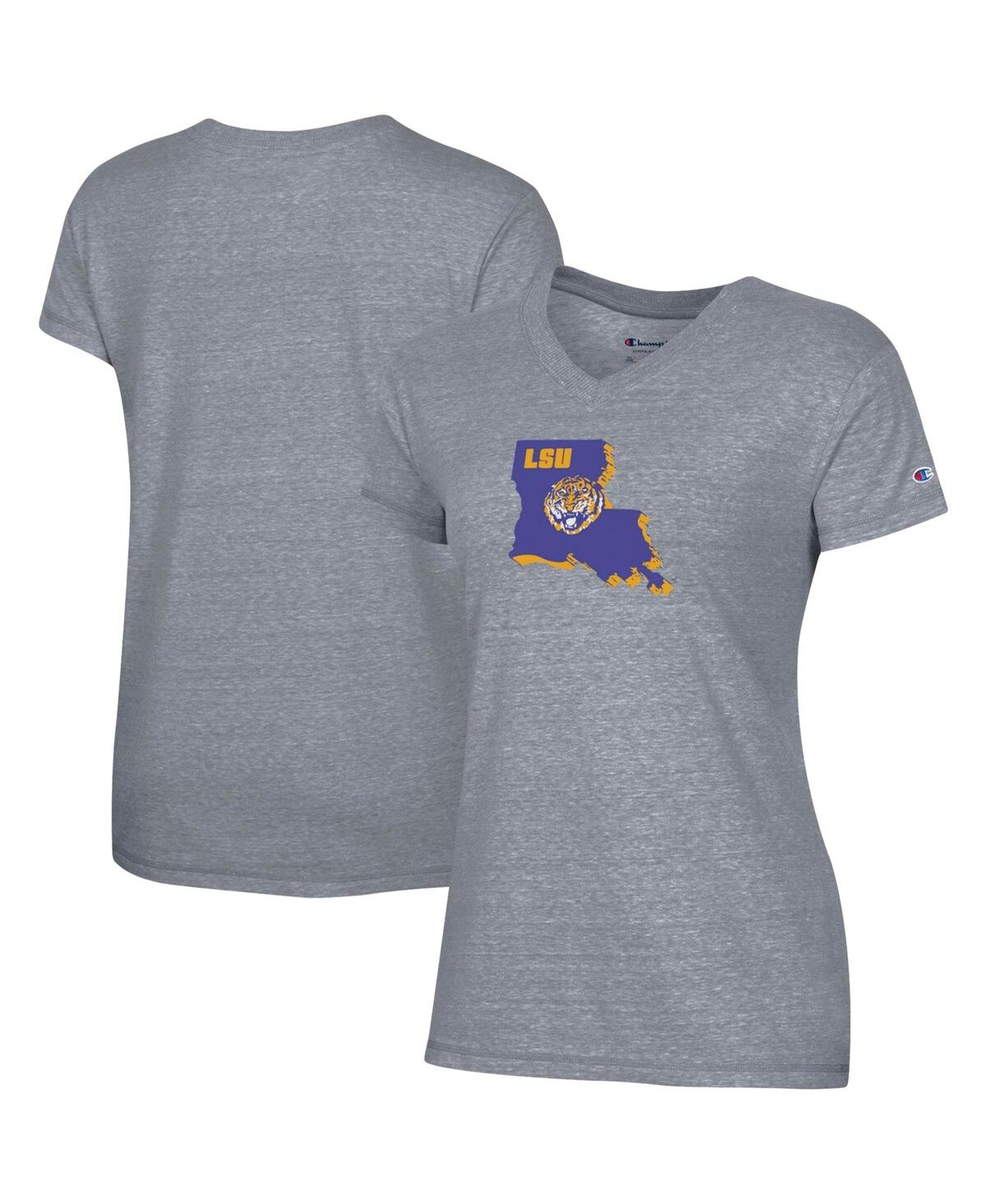 Women's ChampionLsu Tigers Vault Logo V-Neck T-shirt - Gray