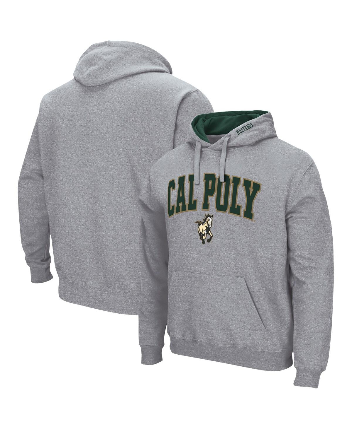Colosseum Heathered Gray Cal Poly Mustangs Arch And Logo Pullover Hoodie In Heathered Gray