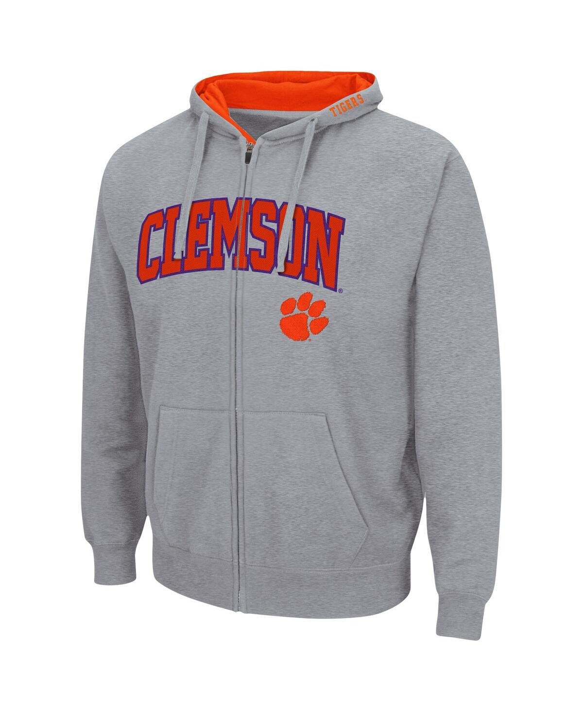 Shop Colosseum Men's  Heathered Gray Clemson Tigers Arch And Logo 3.0 Full-zip Hoodie