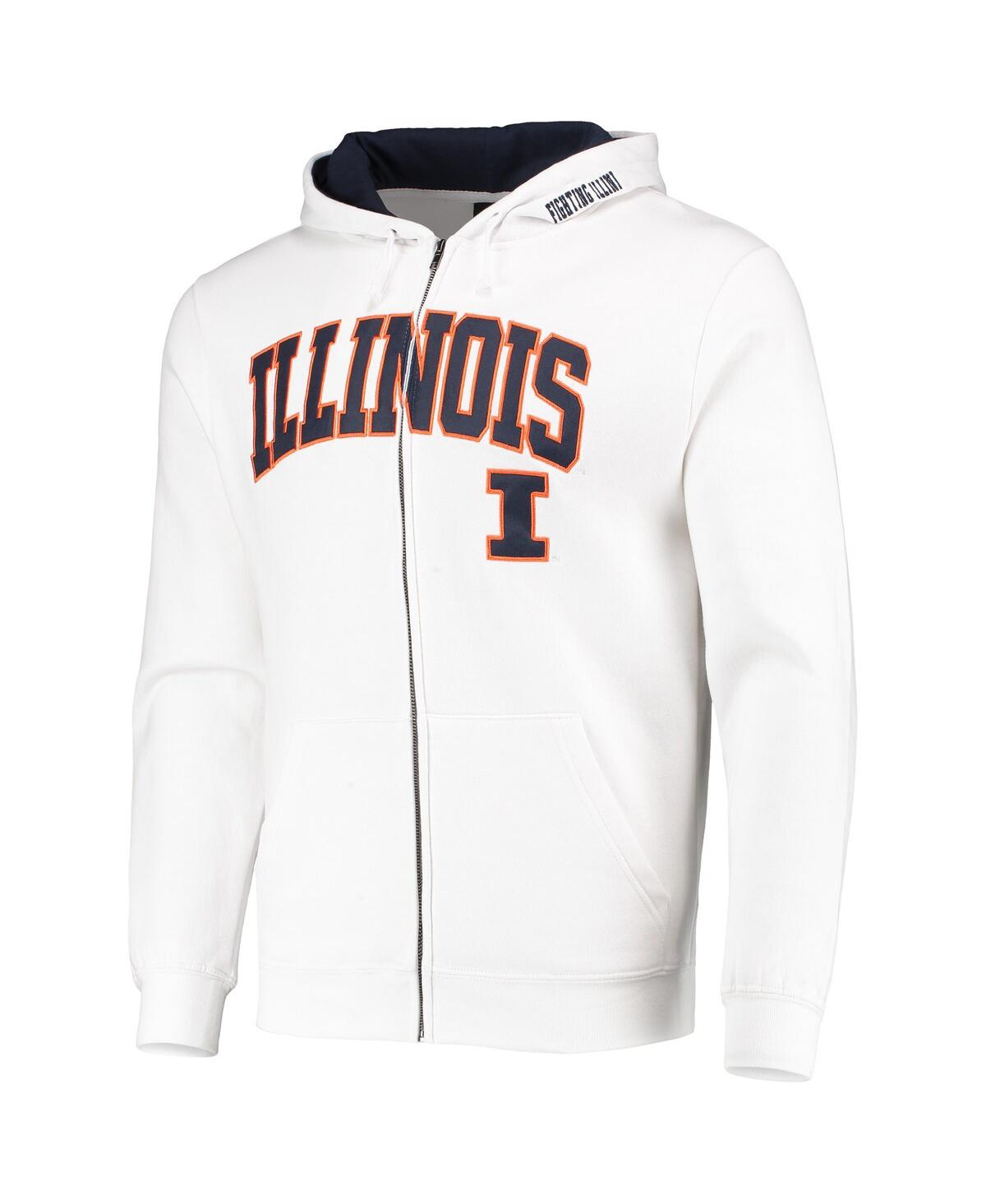 Colosseum Men's  White Illinois Fighting Illini Arch And Logo 3.0 Full-zip Hoodie In White