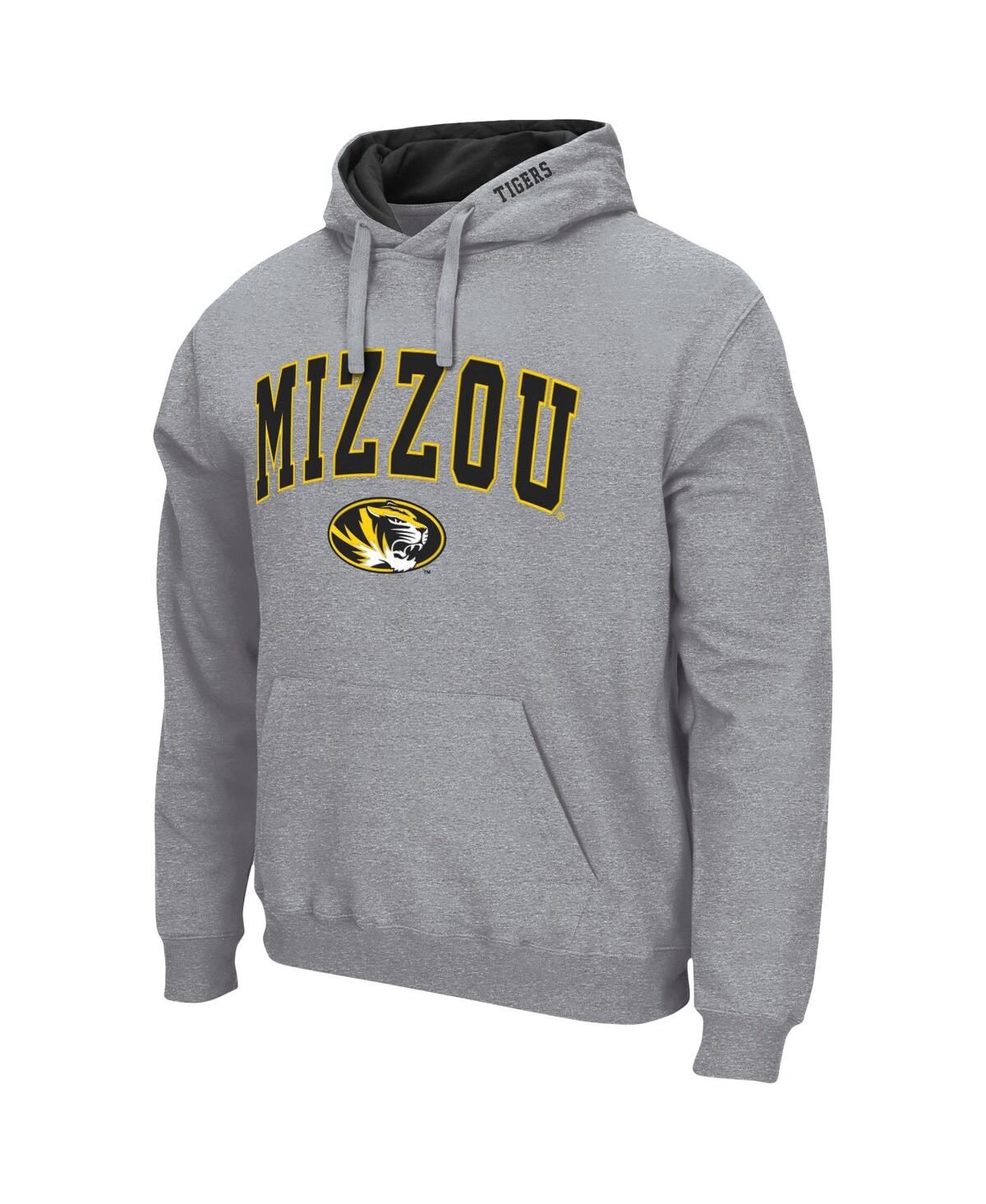 Colosseum Men's  Heathered Gray Missouri Tigers Arch And Logo 3.0 Pullover Hoodie In Heathered Gray