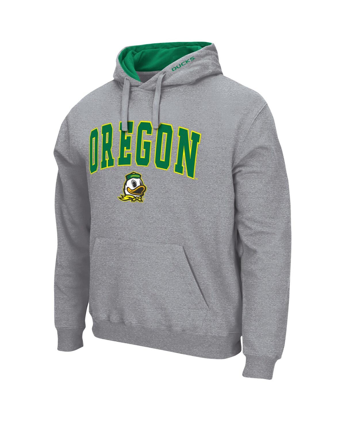 Colosseum Men's  Heathered Gray Oregon Ducks Arch And Logo 3.0 Pullover Hoodie In Heathered Gray