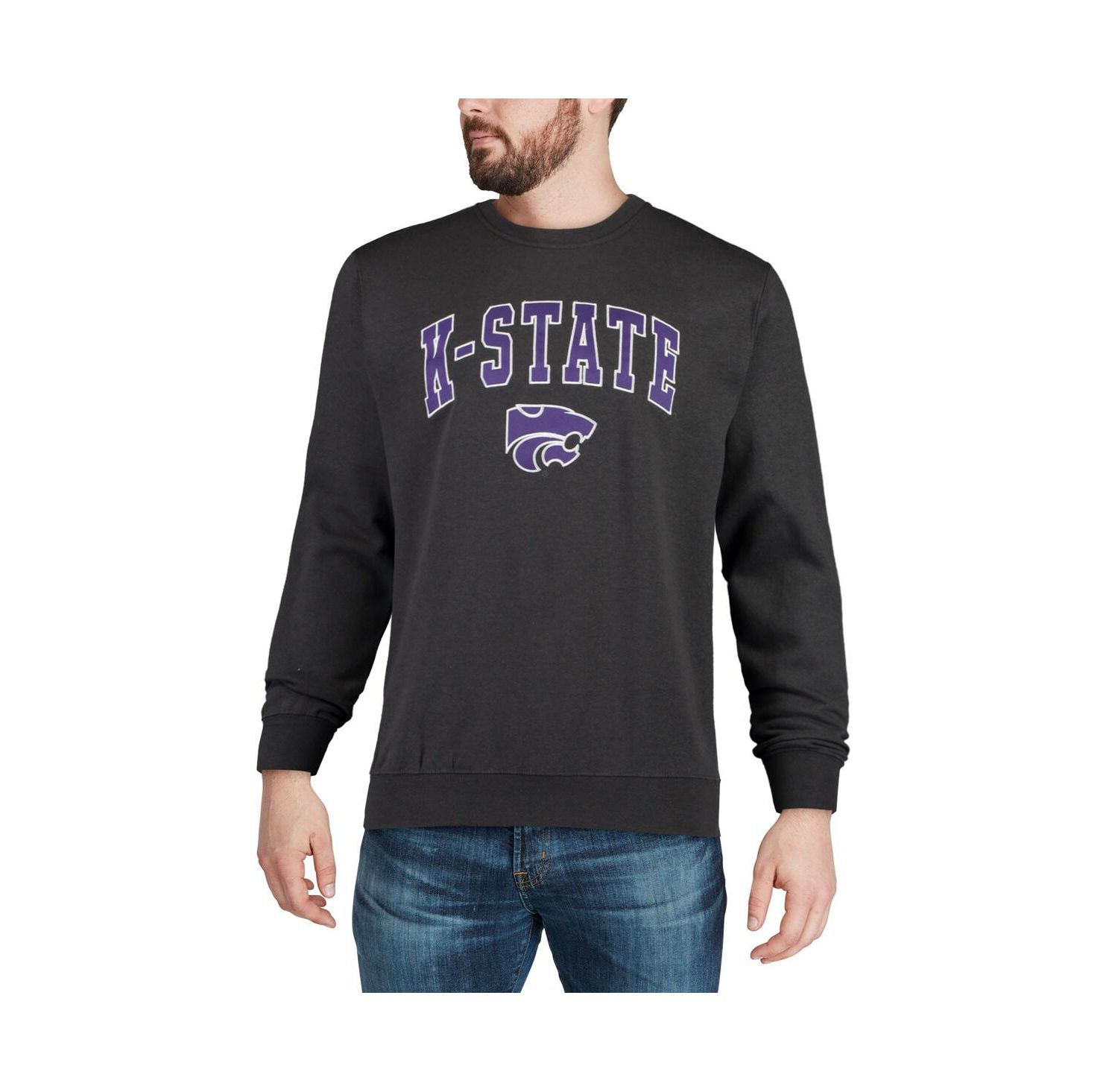 Men's Kansas State Wildcats Arch and Logo Crew Neck Sweatshirt