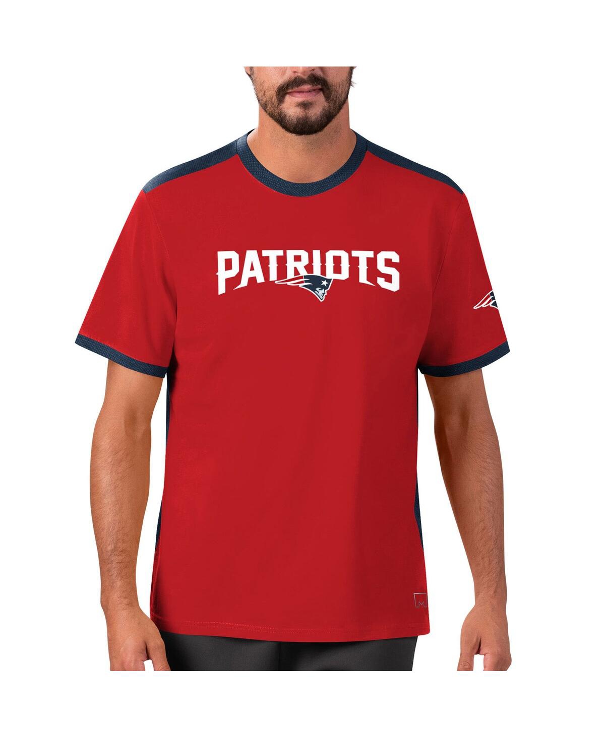 Shop Msx By Michael Strahan Men's  Red, Navy New England Patriots Mesh Back T-shirt In Red,navy