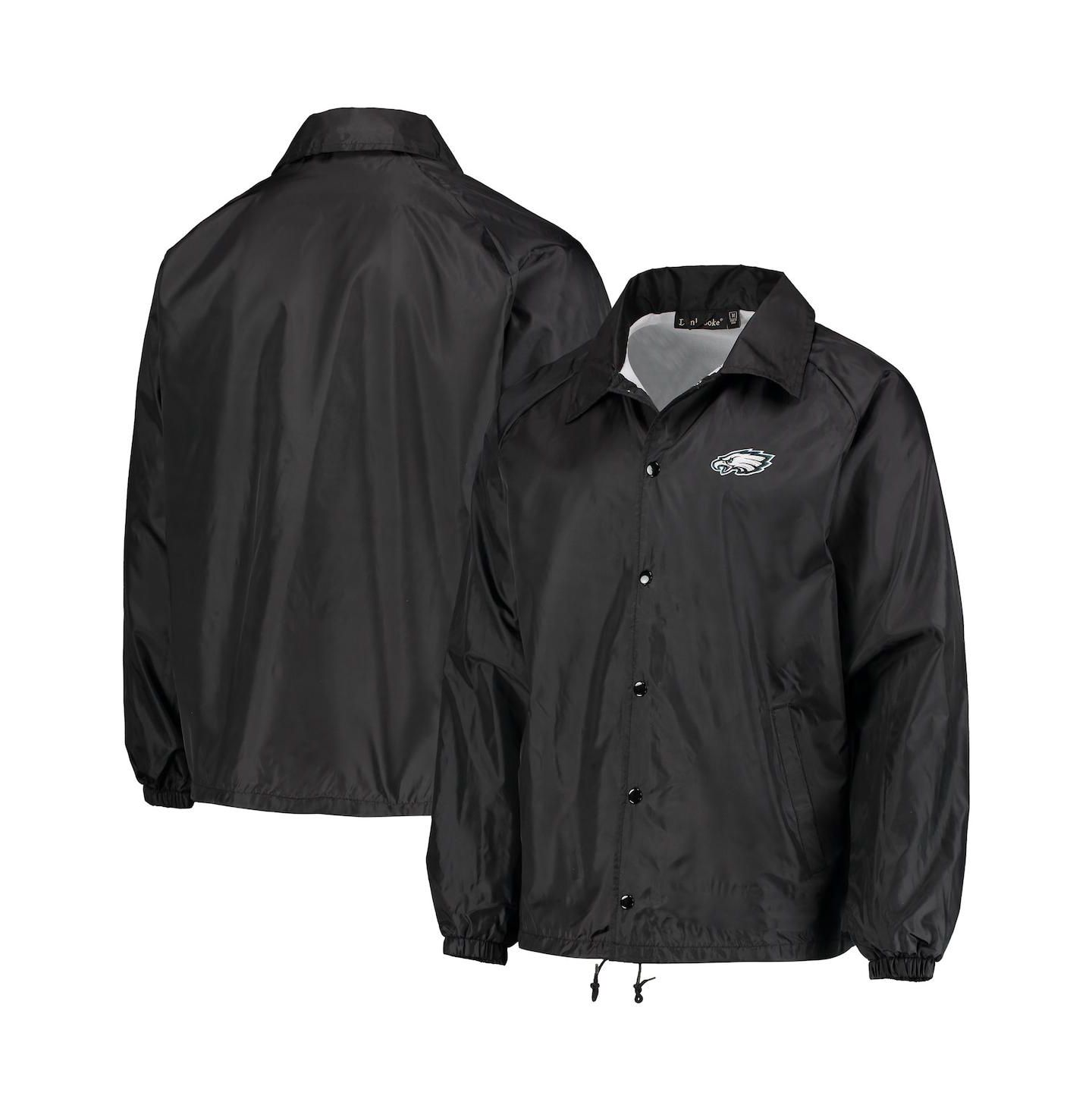 Мужская куртка Dunbrooke Black Philadelphia Eagles Coaches Classic Raglan Full-Snap Windbreaker — фото 5