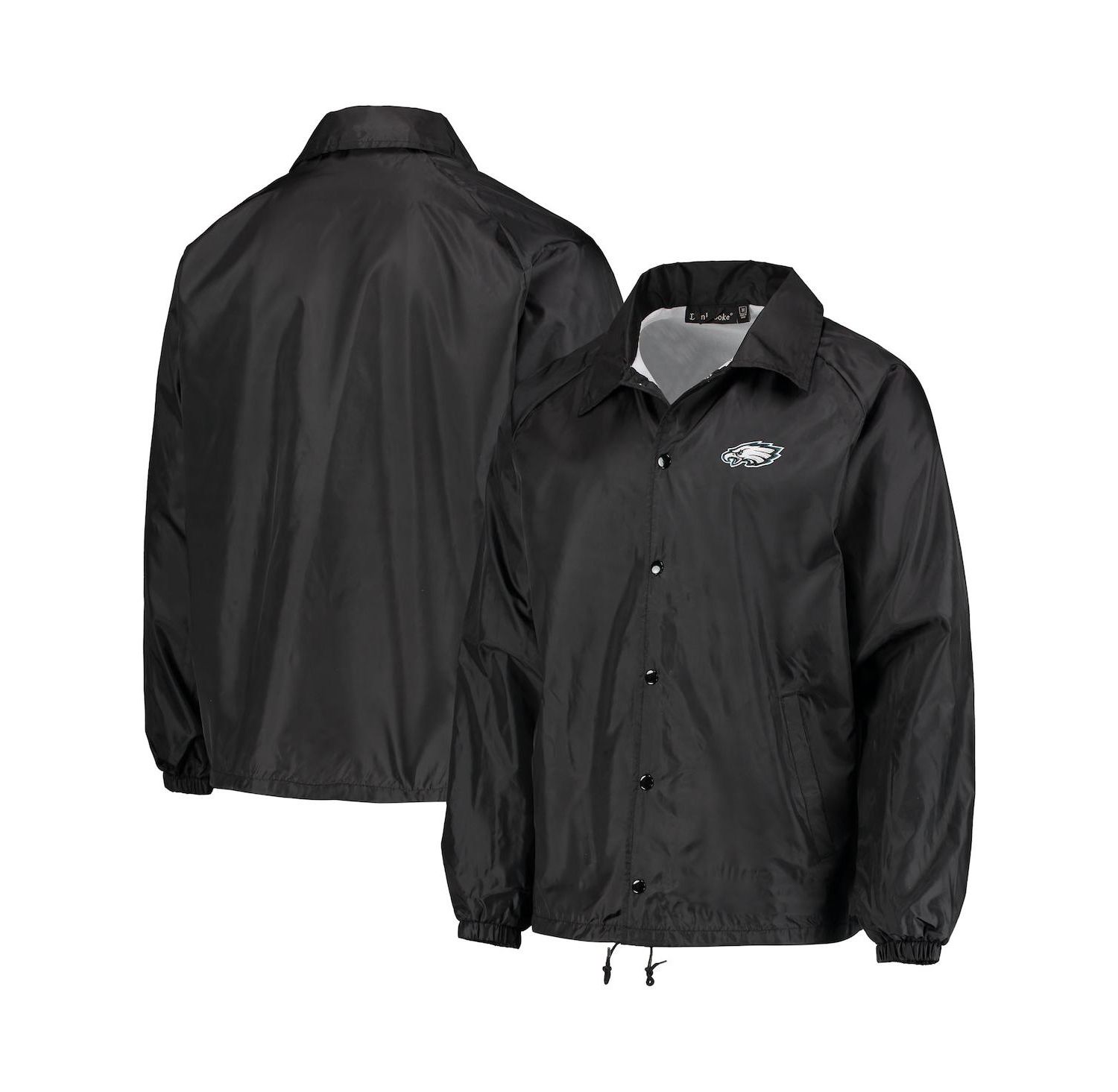 Men's Black Philadelphia Eagles Coaches Classic Raglan Full-Snap Windbreaker Jacket