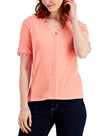 Lace-Trimmed V-Neck Top, Created for Macy's