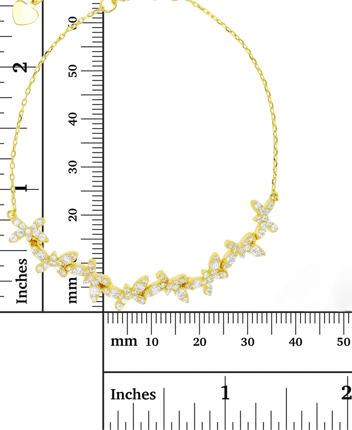 Cubic Zirconia Butterfly Chain Bracelet in 14k Gold-Plated Sterling Silver