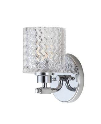 Spaulding Vintage-like 1-Light Pattern Glass Farmhouse Cottage LED Vanity Light