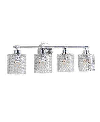 Spaulding Vintage-like 4-Light Pattern Glass Farmhouse Cottage LED Vanity Light