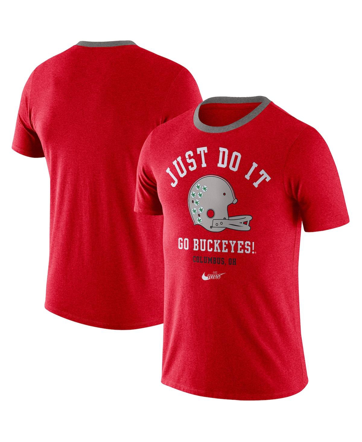 Men's Scarlet Ohio State Buckeyes Vault Helmet Team Tri-Blend T-shirt