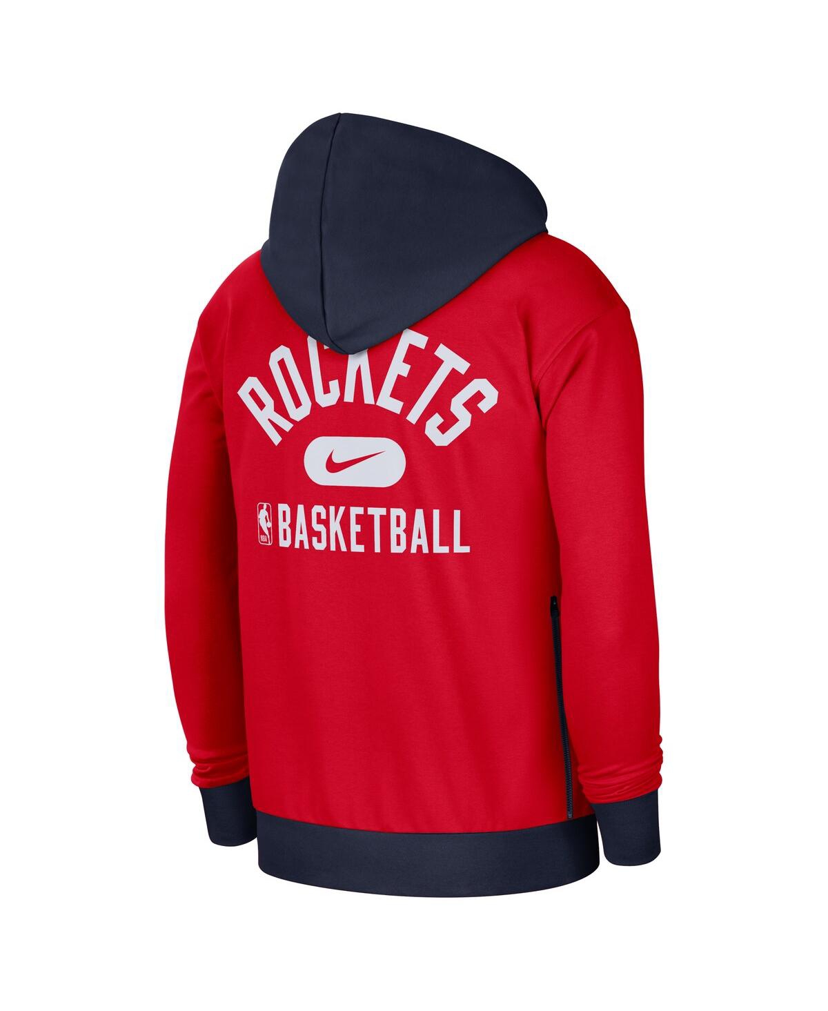 Shop Nike Men's Red And Navy Houston Rockets 2021/22 City Edition Courtside Heavyweight Fleece Full-zip Hoodie In Red,navy