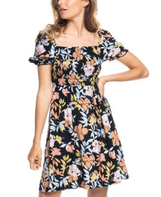 Roxy - Juniors' Hello Petal Printed Smocked Mini Dress