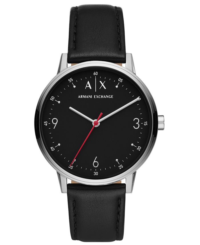 AX Armani Exchange Men's Black Leather Strap Watch 42mm Macy's
