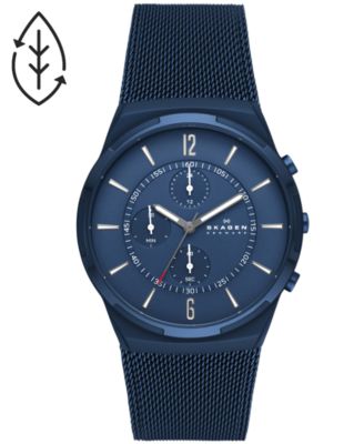 Skagen - Men's Chronograph Melbye Blue-Tone Stainless Steel Mesh Bracelet Watch 42mm