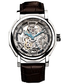 Men's Heirloom Swiss Skeleton Leather Strap Watch 45mm