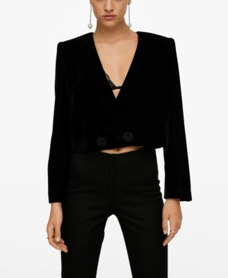 crop velvet blazer