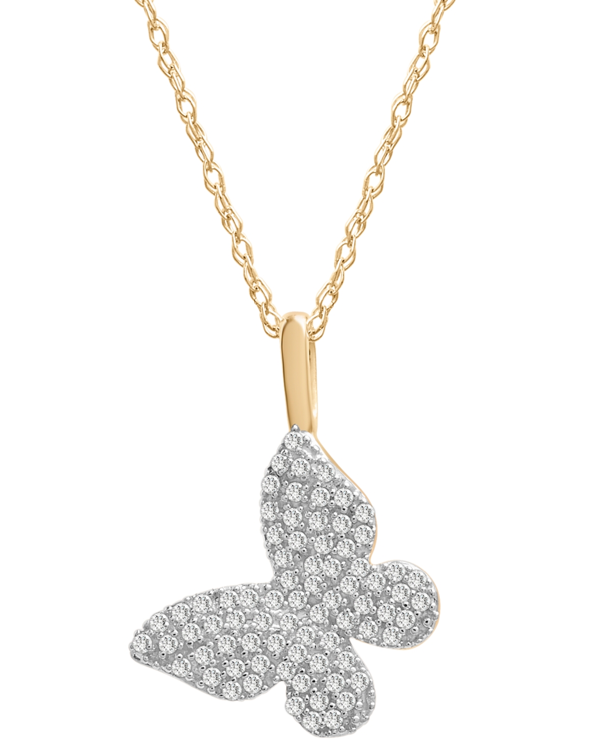 Wrapped Diamond Butterfly Pendant Necklace (1/6 Ct. T.w.) In 14k Gold (also Available In Black Diamond) In White Diamond