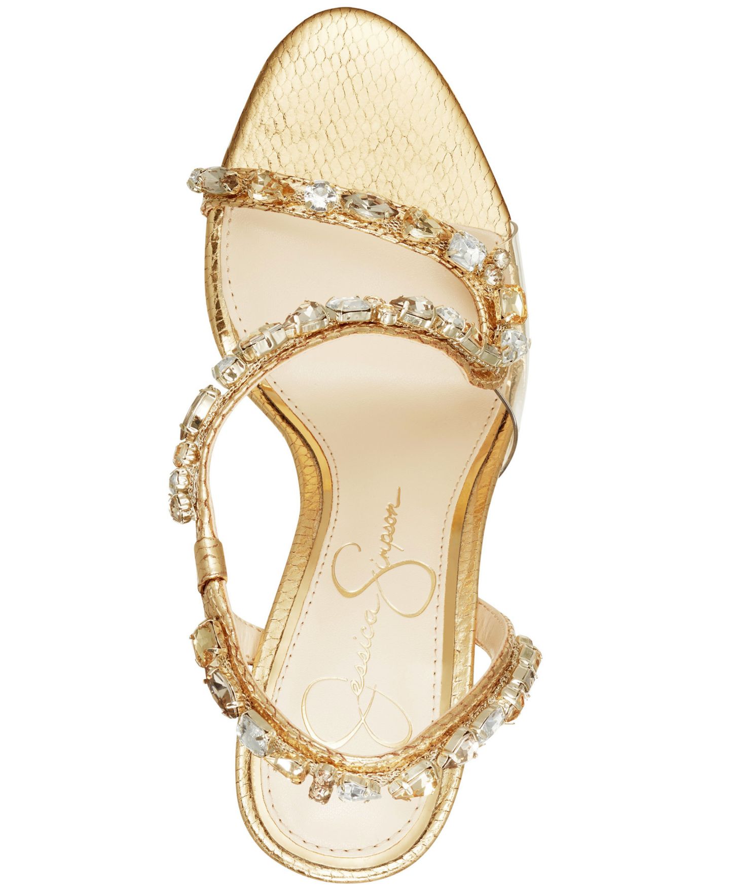 Женские сандалии Jessica Simpson Jaycin Barely-There Rhinestone Evening, цвет: Золотой металлик — фото 4