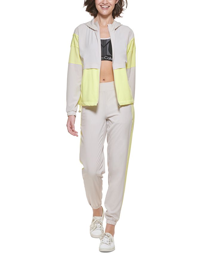 Calvin klein performance colorblocked hooded discount down jacket