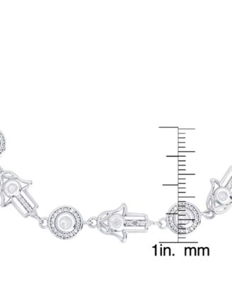 Diamond Accent Hamsa Hand Bracelet in Gold Plate or Fine Silver Plate