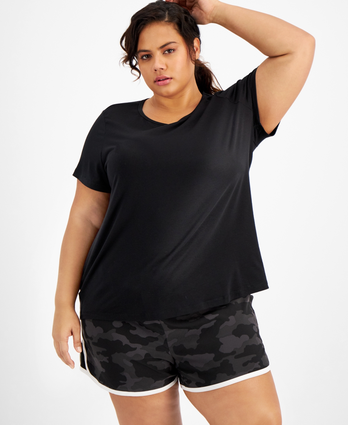 Plus Size Mesh-Back T-Shirt, Created for Macy's - Indigo Sea