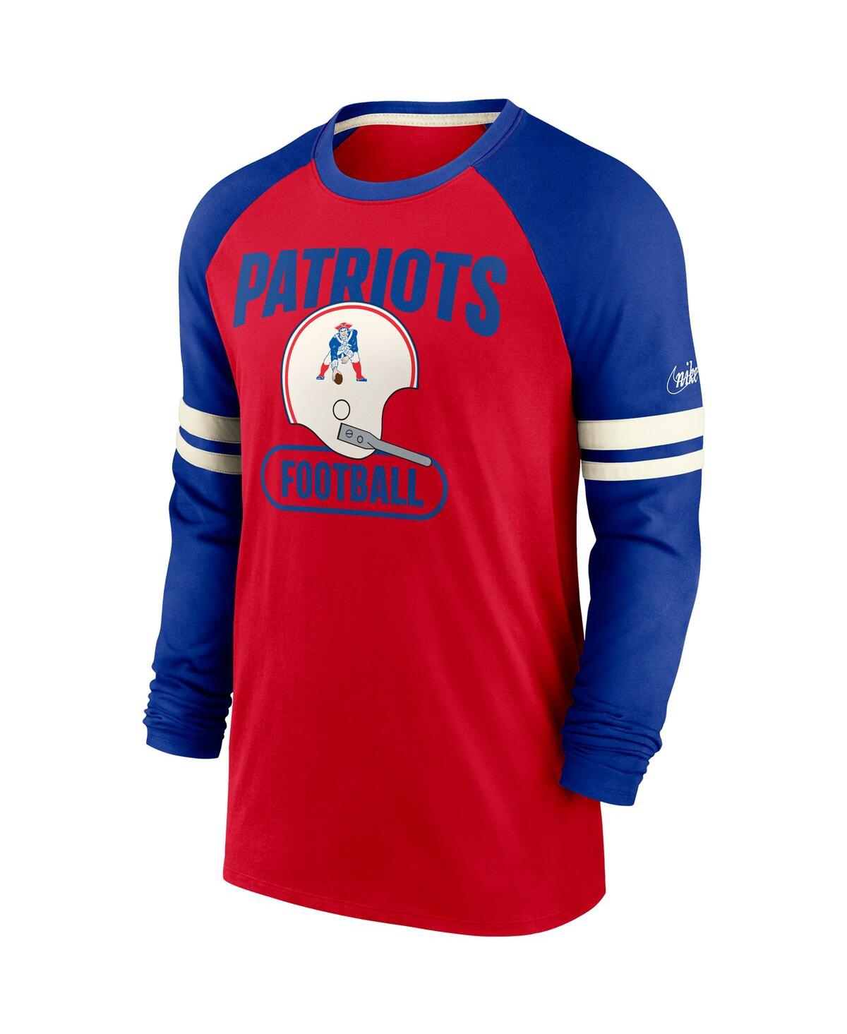Men's Nike Royal New England Patriots Throwback Raglan Long Sleeve T-shirt - Royal