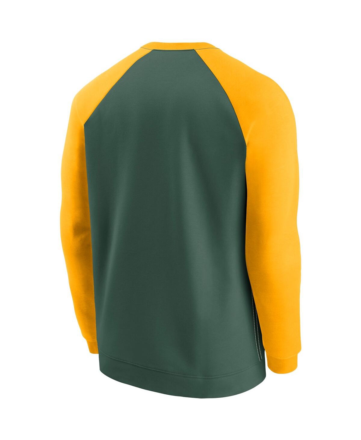 Shop Nike Men's  Green And Gold Green Bay Packers Historic Raglan Crew Performance Sweater In Green,gold