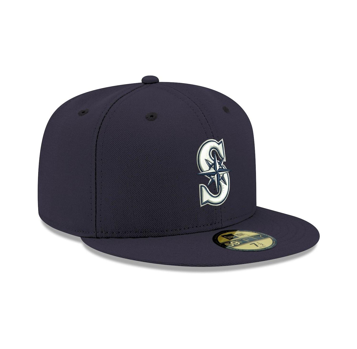 Men's Navy Seattle Mariners Logo White 59FIFTY Fitted Hat
