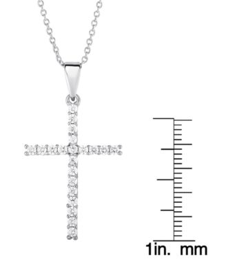 Cubic Zirconia Sleek Cross Pendant In Silver Plate or Rose Gold
