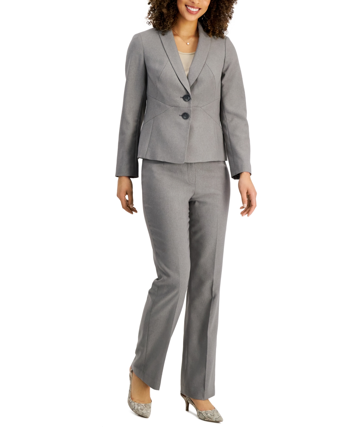 Le Suit Womens Plus Size 1 Button Jacket Pant Suit