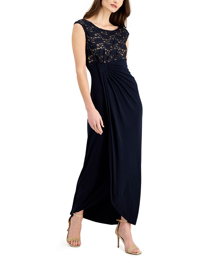 Connected Lace Faux-Wrap Maxi Dress & Reviews - Dresses - Women - Macy's