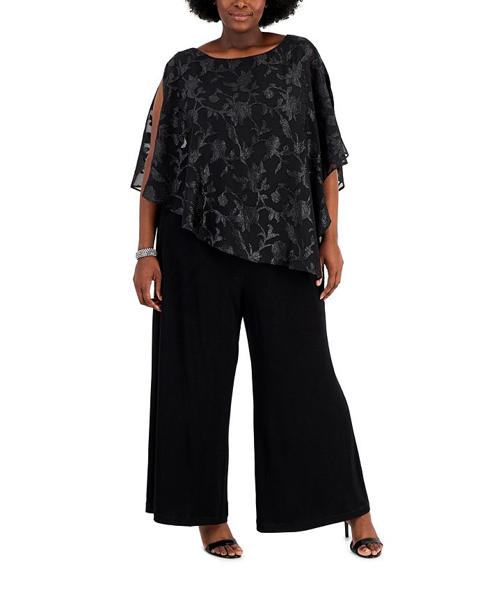 Connected Plus Size Asymmetrical Overlay Jumpsuit - Macy's