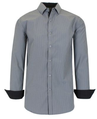 Galaxy By Harvic Men's Long Sleeve Pinstripe Dress Shirt - Macy's
