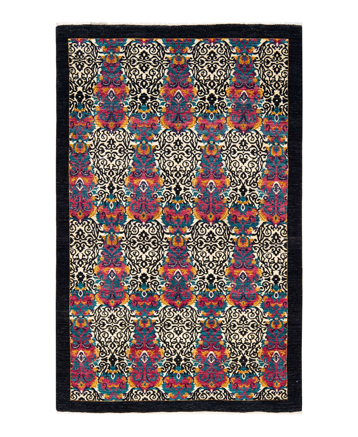Adorn Hand Woven Rugs Suzani M1695 5'3in x 8'4in Area Rug - Black