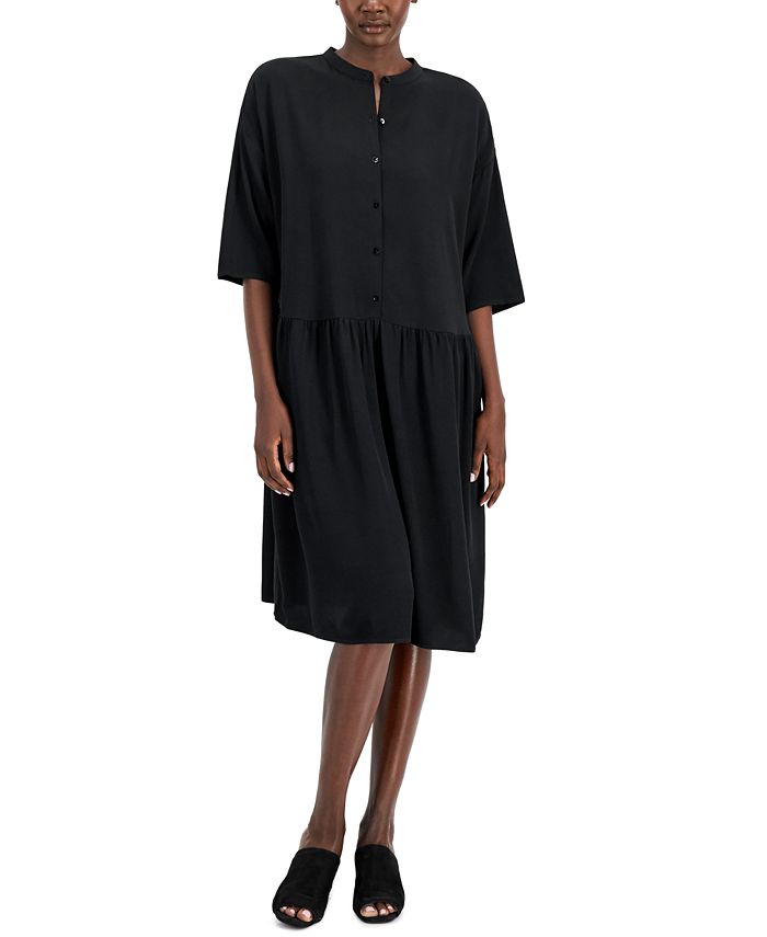 Eileen Fisher Mandarin Collar Drop Waist Dress Macy s