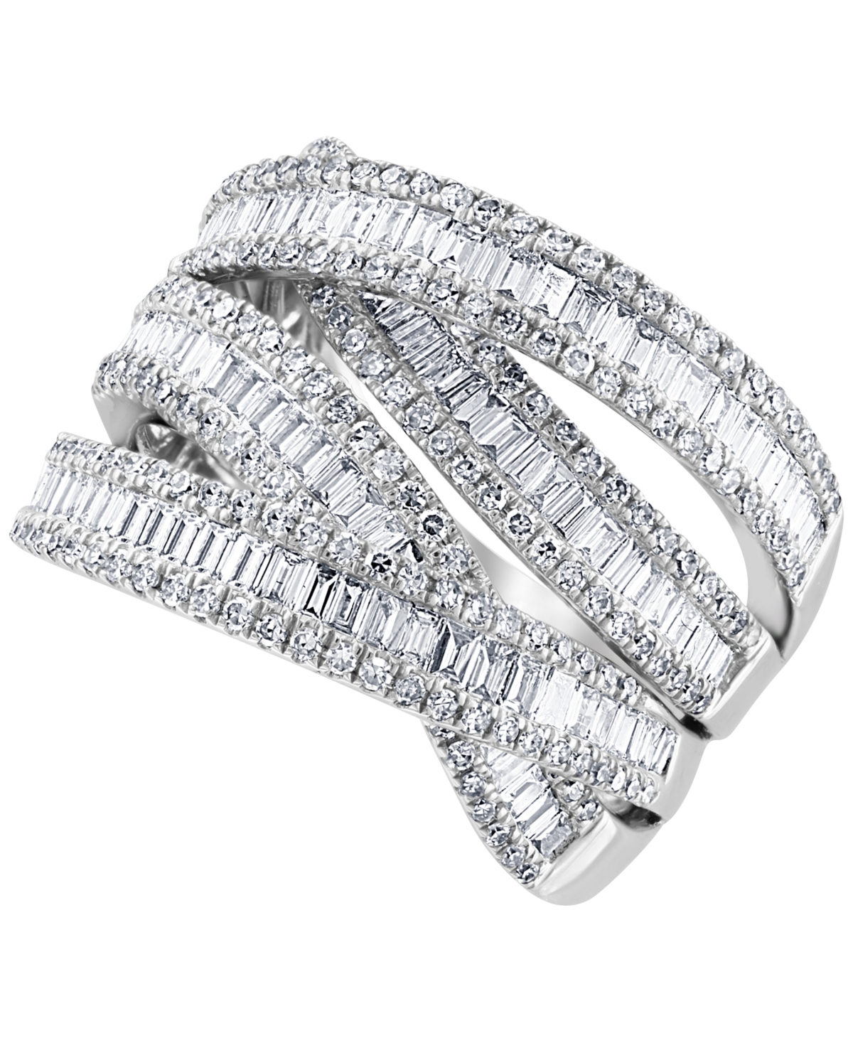 Effy Diamond Baguette Crossover Statement Ring (1-5/8 ct. t.w.) in 14k- White Gold