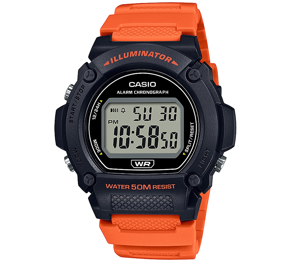 Casio Men's Digital Orange Digital Resin Watch 47mm