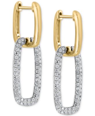 EFFY&reg; Diamond Pav&eacute; Link Drop Earrings (5/8 ct. t.w.) in 14k White and Yellow Gold 