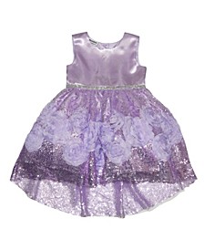 Baby Girls Rosettes Glitter Satin Dress