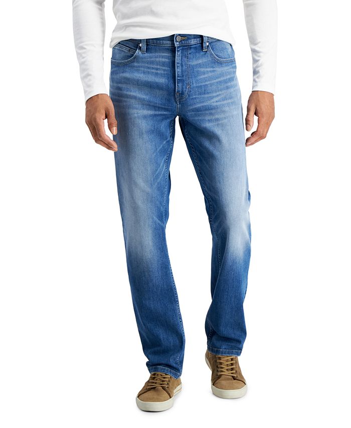 Alfani Men's Light Wash Straight Fit Stretch Jeans, Created for Macy's ...