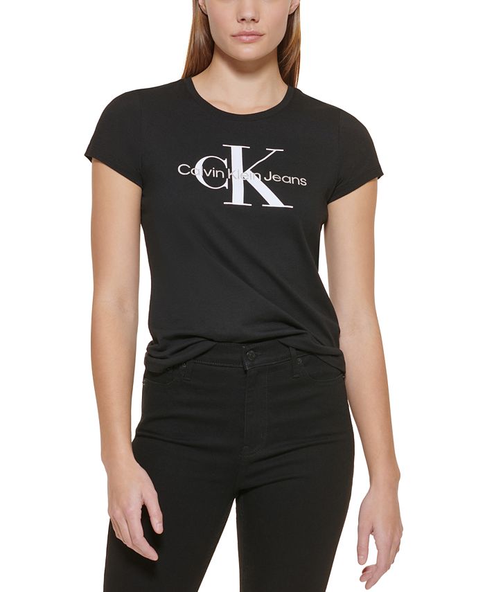 Calvin Klein Petite Foil Monogram Logo T-Shirt & Reviews Tops - Petites - Macy's