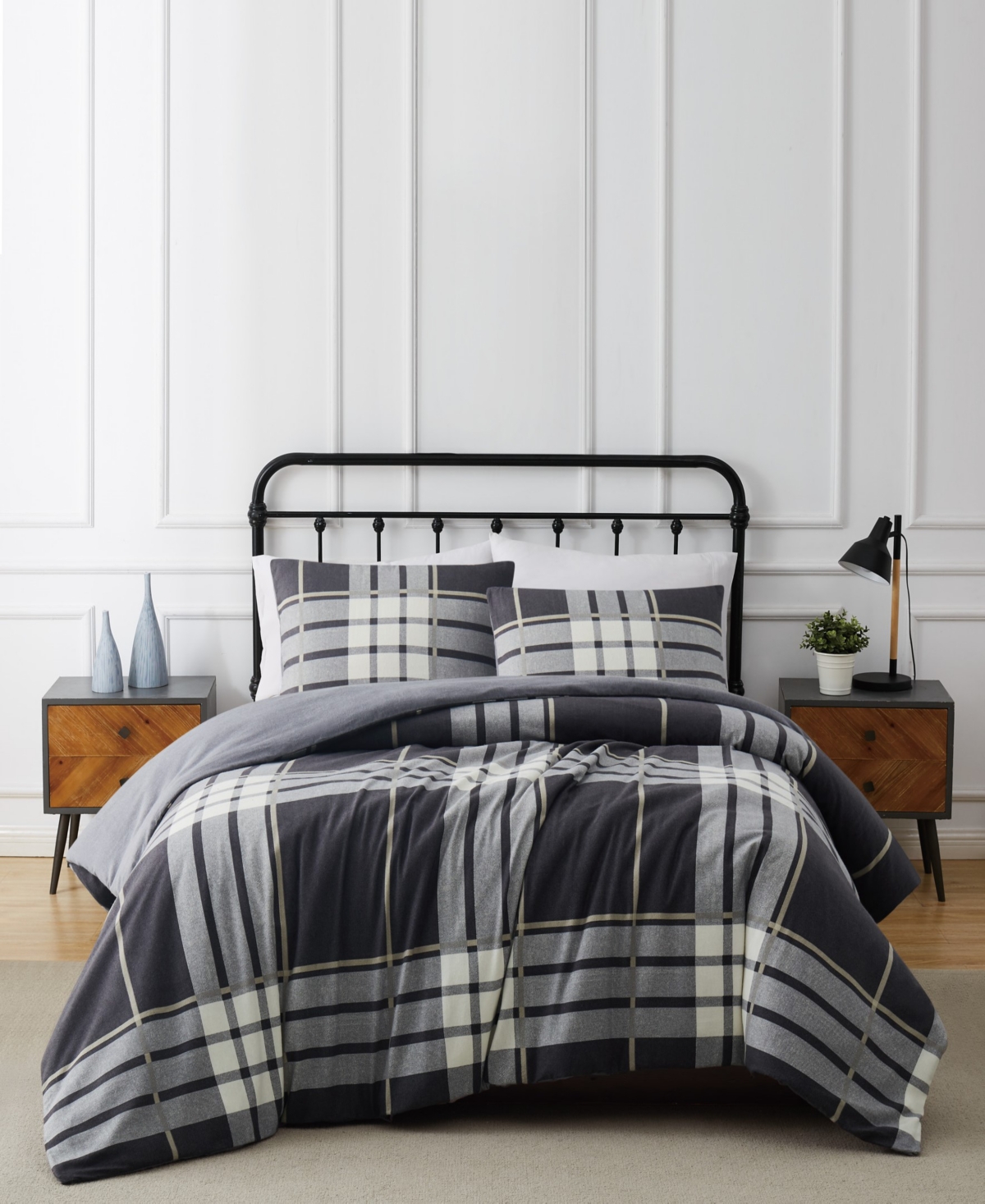 Truly Soft Milo Plaid 3 Piece Flannel Duvet Cover Set