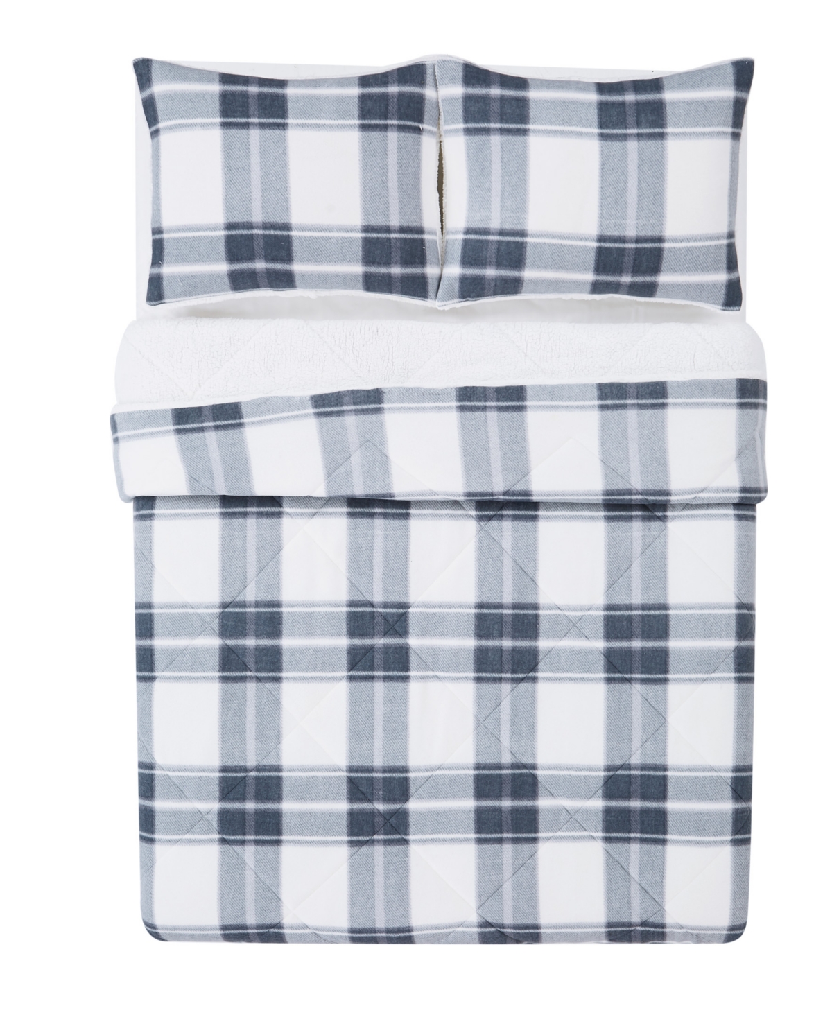 Cannon Cozy Teddy Plaid 3 Piece Comforter Set, Full/Queen