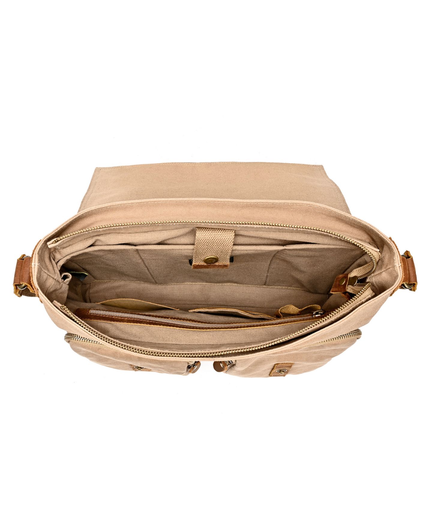 Женская сумка TSD BRAND Valley Oak Canvas Messenger, цвет: Хаки — фото 7