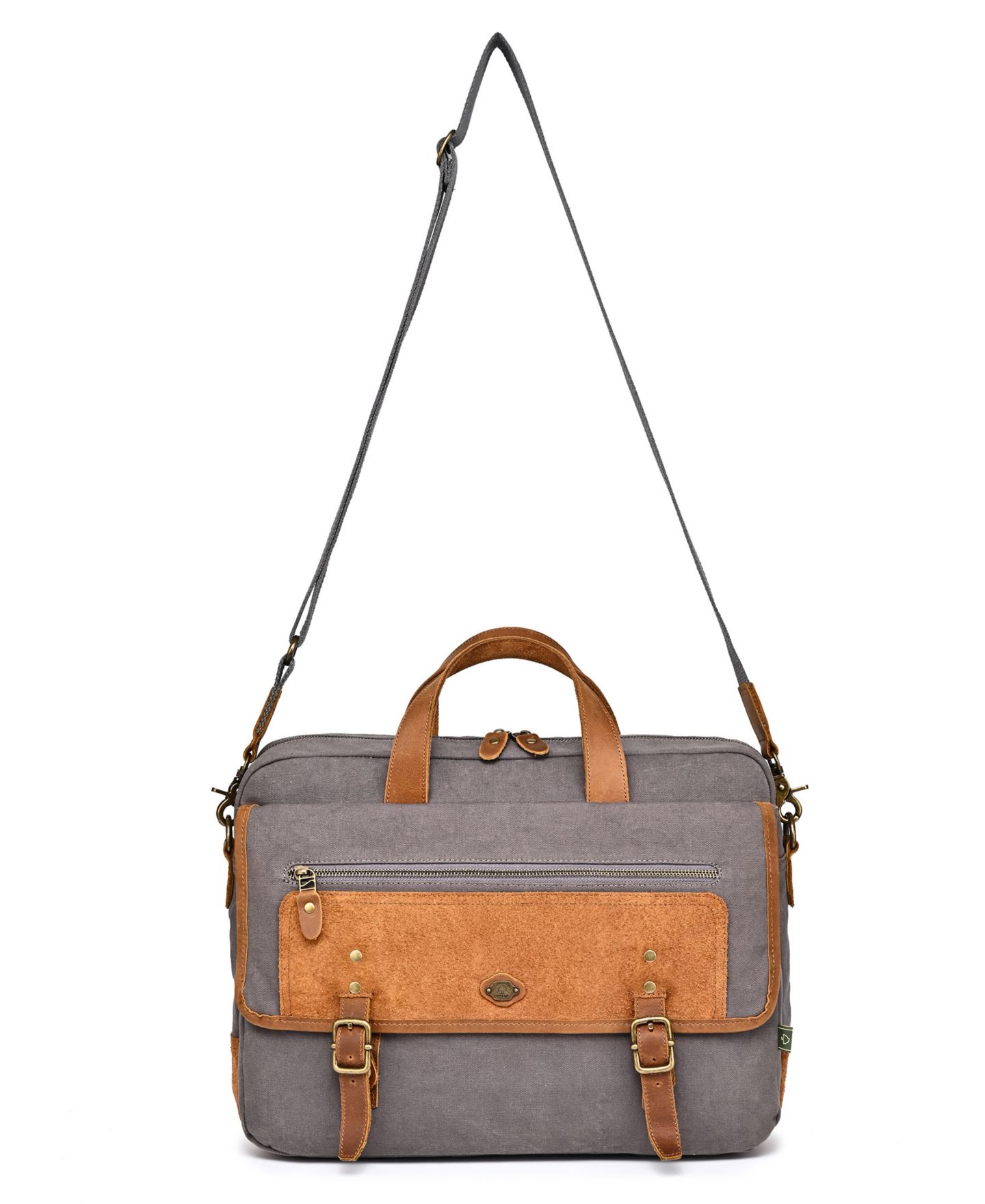 Женские портфели TSD BRAND Valley Oak Canvas Brief Bag, цвет: Серый — фото 9