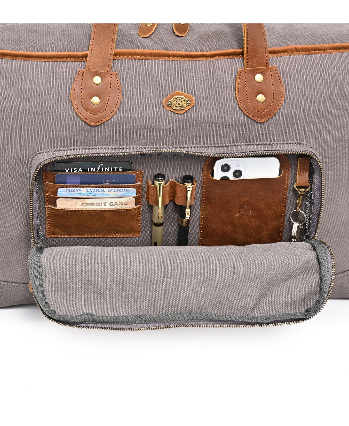 Сумка TSD BRAND Valley Oak Large Canvas Weekender, цвет: Серый — фото 5