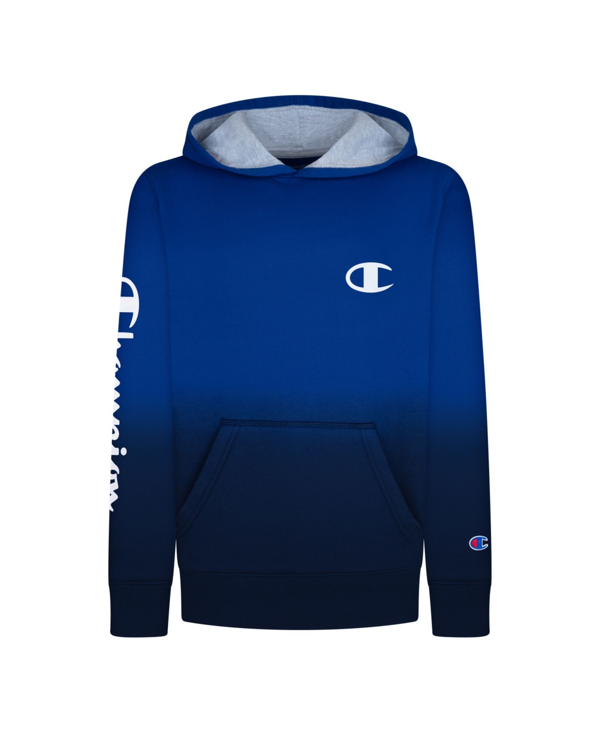 Champion Big Boys Dip Dye Script Fleece Hoodie Sweatshirt In Bozetto Blue/darker Bozetto Blue